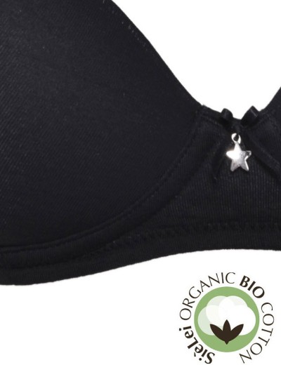 Бюстгальтер пуш-ап без косточек хлопок Sielei NATURAL COTTON 1456 nero, Цвет: nero (черный), Размеры: 80B, изображение 4