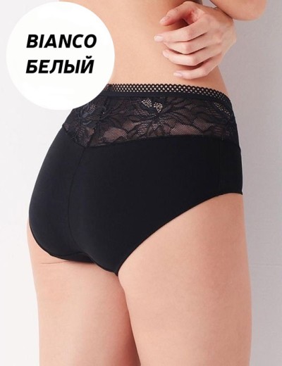 Высокие трусы слипы с кружевом Cotonella ADA75 CHARME bianco, Цвет: bianco (белый), Размеры: 3XL, изображение 2