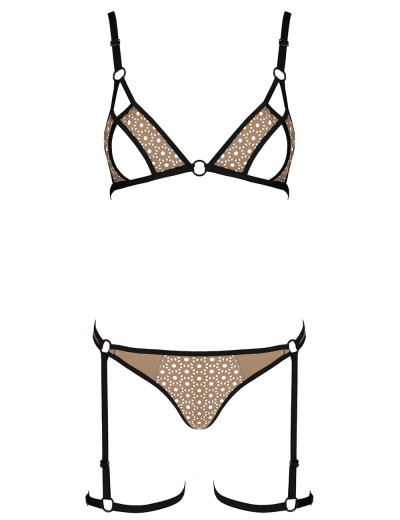 Эротический комплект Passion GABI SET, Цвет: бежевый, Размеры: 2XL/3XL, изображение 3