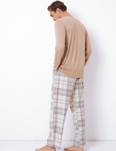 Пижама мужская со штанами Aruelle AIDEN, Цвет: серый/бежевый, Размеры: L, изображение 3