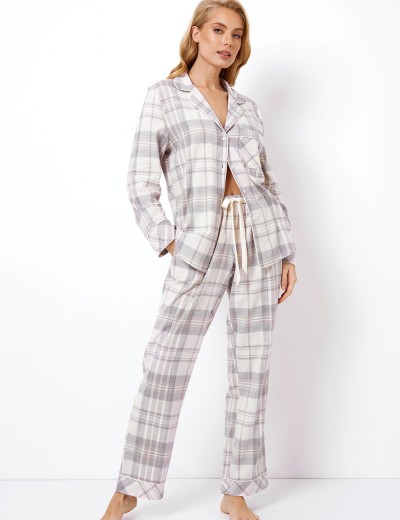 Фланелевая пижама с брюками Aruelle AVERY, Цвет: серый/бежевый, Размеры: XS, изображение 2