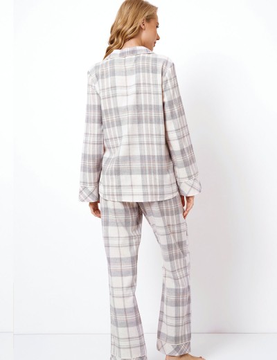 Фланелевая пижама с брюками Aruelle AVERY, Цвет: серый/бежевый, Размеры: XS, изображение 3