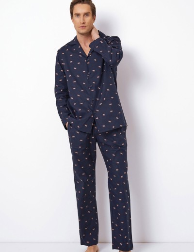 Мужская пижама из хлопка Aruelle BENJAMIN, Цвет: темно-синий, Размеры: M, изображение 2