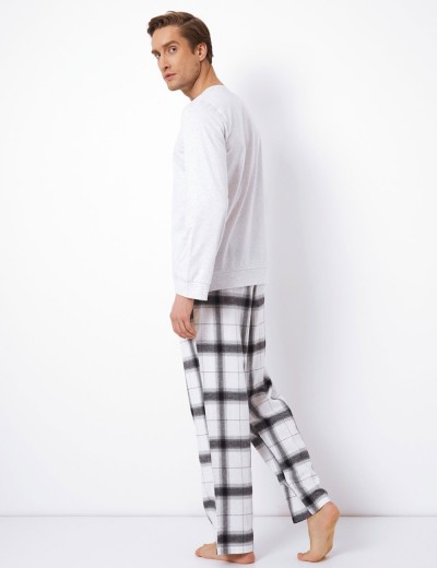 Мужская пижама с фланелевыми штанами Aruelle COOPER, Цвет: серый/белый, Размеры: M, изображение 3