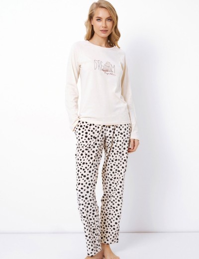 Пижамный комплект Aruelle GINGER, Цвет: бежевый/черный, Размеры: S, изображение 2