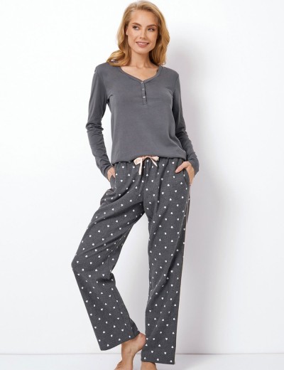 Хлопковая пижама с брюками Aruelle JAYLEEN, Цвет: темно-серый, Размеры: M, изображение 2