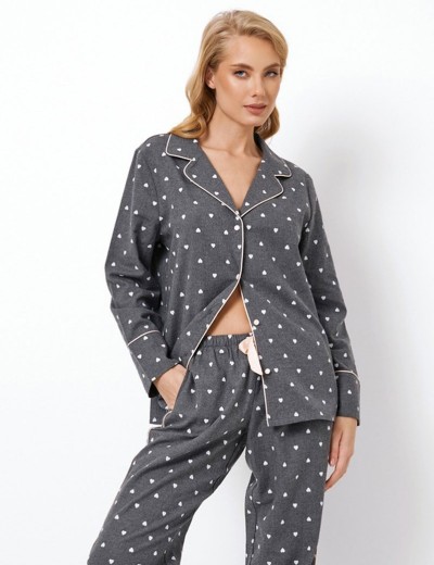 Фланелевая пижама женская с брюками Aruelle JOY, Цвет: темно-серый, Размеры: S