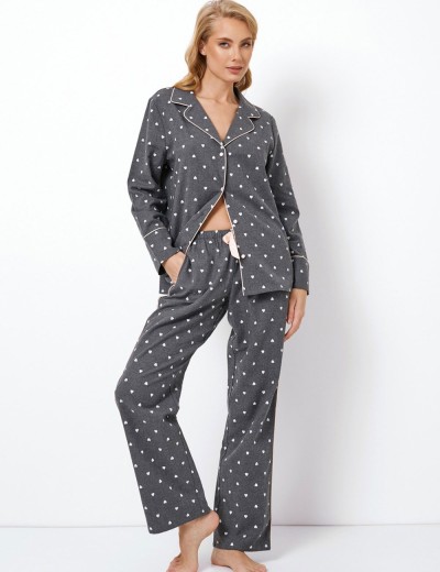Фланелевая пижама женская с брюками Aruelle JOY, Цвет: темно-серый, Размеры: XS, изображение 2