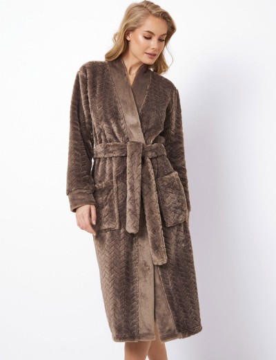 Теплый женский халат Aruelle MABLE BROWN, Цвет: коричневый, Размеры: M, изображение 2