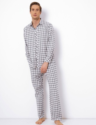 Фланелевая мужская пижама Aruelle SAMUEL, Цвет: серый/белый, Размеры: M, изображение 2