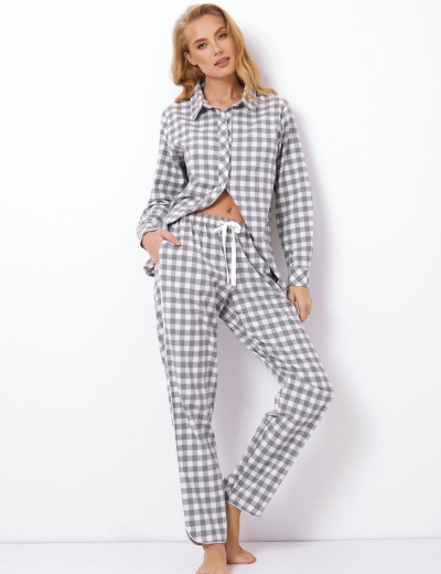 Фланелевая пижама с брюками Aruelle STACY, Цвет: серый/белый, Размеры: XL, изображение 2