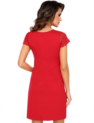 Сорочка с кружевными вставками Donna BETTY nightdress RED, Цвет: красный, Размеры: S, изображение 2