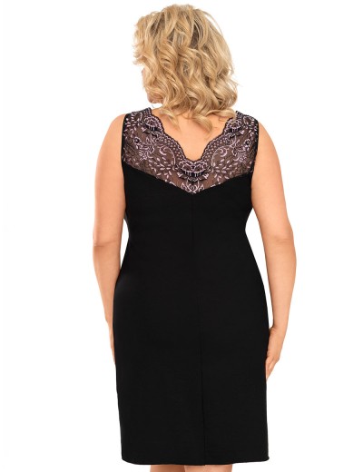 Ночная сорочка с кружевным верхом Donna LARISA PLUS nightdress, Цвет: черный, Размеры: 3XL, изображение 2 Ночная сорочка с кружевным верхом Donna LARISA PLUS nightdress, Цвет: черный, Размеры: 3XL, изображение 2