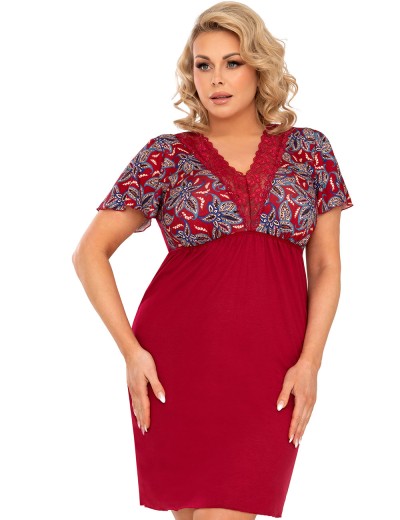 Сорочка с короткими рукавами Donna RITA PLUS nightdress, Цвет: бордовый, Размеры: 6XL