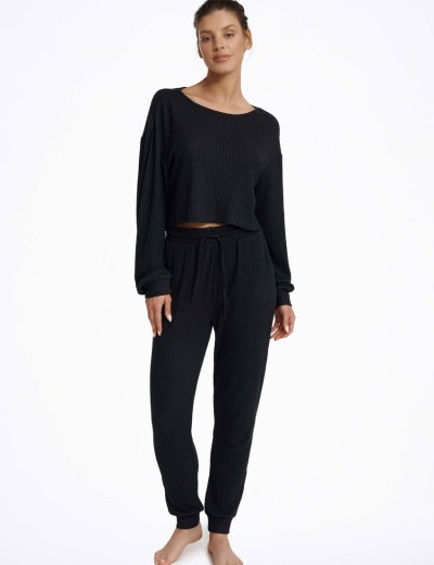 Комплект женский в рубчик Esotiq CLYTIA 40253 черный, Цвет: черный, Размеры: M, изображение 3