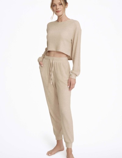 Комплект женский в рубчик Esotiq CLYTIA 40253 бежевый, Цвет: бежевый, Размеры: M, изображение 3