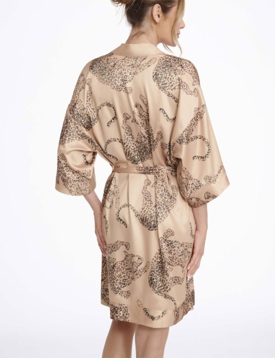 Халат кимоно из атласа Esotiq LOVABLE 40444, Цвет: бежевый, Размеры: M, изображение 2