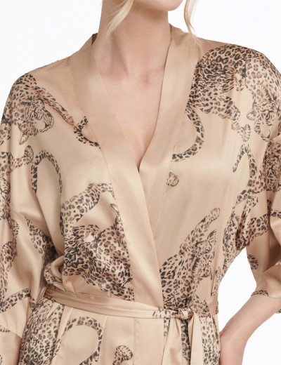 Халат кимоно из атласа Esotiq LOVABLE 40444, Цвет: бежевый, Размеры: M, изображение 3