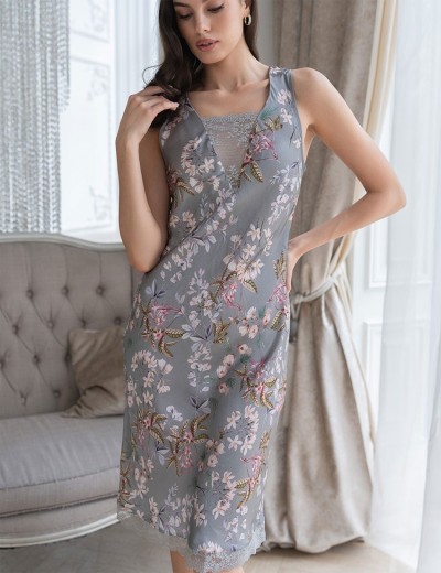 Шелковая сорочка с принтом Mia-Amore AMELY 5044 серый, Цвет: серый, Размеры: L, изображение 3