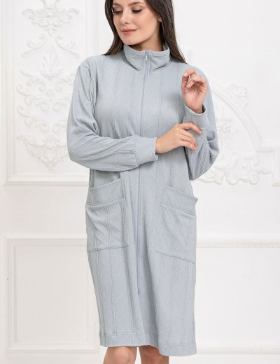 Халат на молнии Mia-Amore JESSIE 5077, Цвет: серый, Размеры: 4XL/5XL, изображение 3