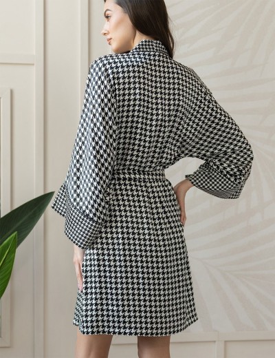 Шелковый халат женский Mia-Amore JULIANNA 3973, Цвет: черно-белый, Размеры: L/XL, изображение 2