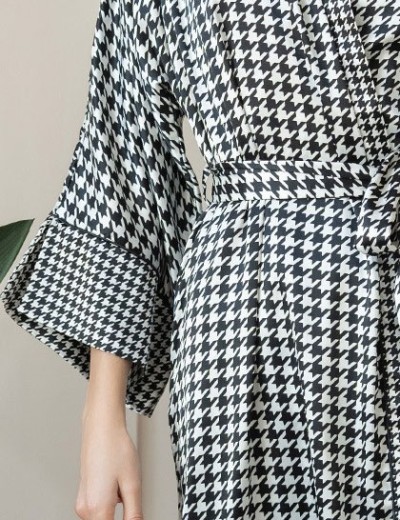 Шелковый халат женский Mia-Amore JULIANNA 3973, Цвет: черно-белый, Размеры: L/XL, изображение 5