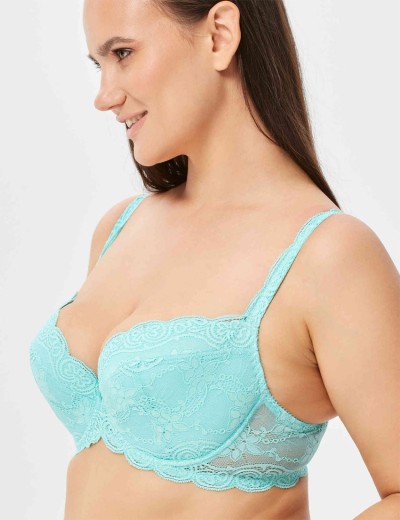 Бюстгальтер балконет пуш-ап VOVA SNEJANNA V54032 небесно синий, Цвет: небесно-синий, Размеры: 80B, изображение 4