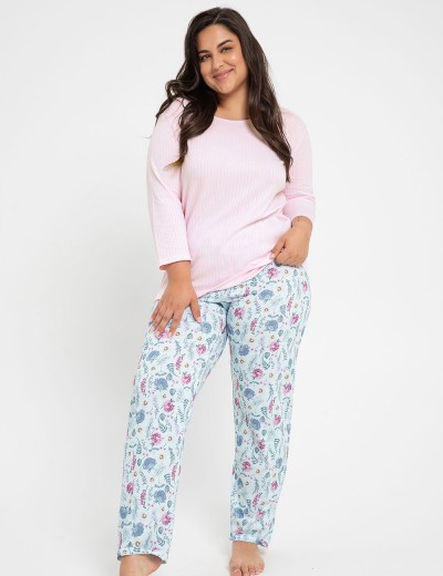 Хлопковая пижама с брюками Taro AMORA 3008-01, Цвет: розовый, Размеры: 2XL, изображение 2