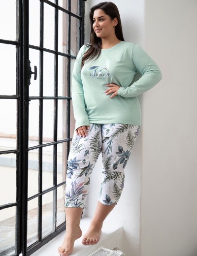 Пижама из хлопка Taro ARIANA 3016-01, Цвет: зеленый, Размеры: 3XL, изображение 3