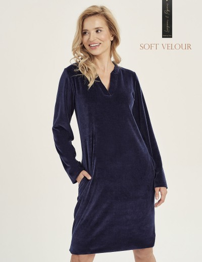 Велюровая домашняя туника Taro LAUREN 3028-01, Цвет: темно-синий, Размеры: S, изображение 2