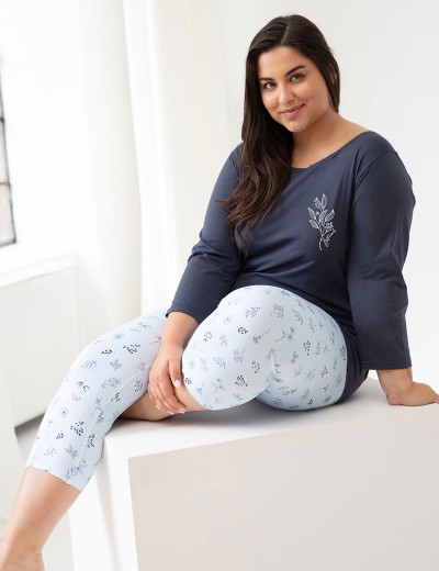 Женская пижама из хлопка Taro MAGNOLIA 3012-01, Цвет: темно-синий, Размеры: 3XL, изображение 3