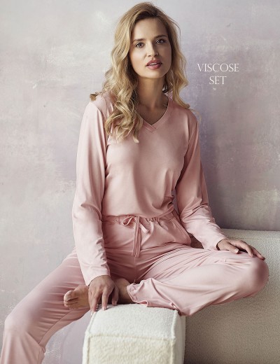 Пижама с брюками из вискозы Taro RIVER 3053-01, Цвет: розовый, Размеры: S, изображение 3
