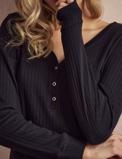 Черная сорочка в рубчик Taro SISI 3002-01, Цвет: черный, Размеры: S, изображение 3