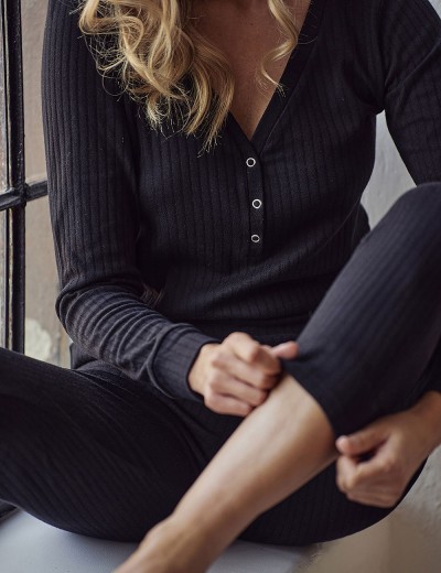 Женская пижама в рубчик Taro SISI 3003-01, Цвет: черный, Размеры: S, изображение 3