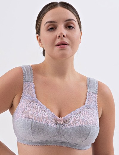 Усиленный бюстгальтер из хлопка Valmira 1104/C серый с лотосом, Цвет: серый с лотосом, Размеры: 110H, изображение 3