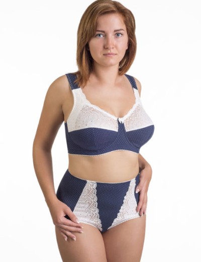 Усиленный бюстгальтер из хлопка Valmira 1104/C синий в крапинку, Цвет: синий в крапинку, Размеры: 100F, изображение 2