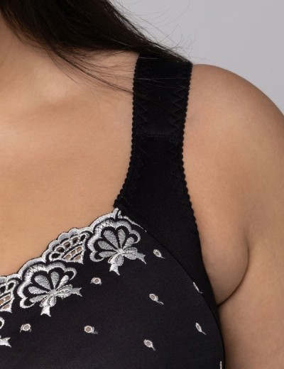 Бюстгальтер больших размеров Valmira 1107 / 1108 черный с белой вышивкой, Цвет: черный с белой вышив, Размеры: 85D, изображение 4