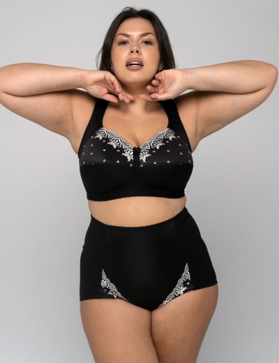 Бюстгальтер больших размеров Valmira 1107 / 1108 черный с белой вышивкой, Цвет: черный с белой вышив, Размеры: 85D, изображение 2