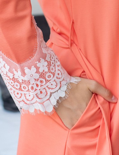 Коралловый халат на запах Opium К-21, Цвет: коралловый, Размеры: M, изображение 3