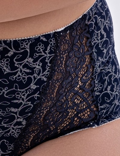 Высокие хлопковые трусы Valmira 2918/C синий с молоком, Цвет: синий с молоком, Размеры: XL, изображение 4