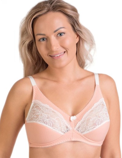 Хлопковый бескаркасный бюстгальтер Valmira 1141/C нектар персика в крапинку, Цвет: нектар персика в кра, Размеры: 80E, изображение 3