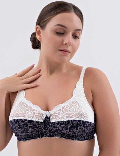 Хлопковый бюстгальтер без косточек Valmira 1201/C синий с молоком, Цвет: синий с молоком, Размеры: 85C, изображение 3