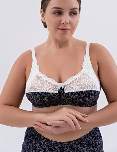 Хлопковый бюстгальтер без косточек Valmira 1201/C синий с молоком, Цвет: синий с молоком, Размеры: 85C, изображение 6