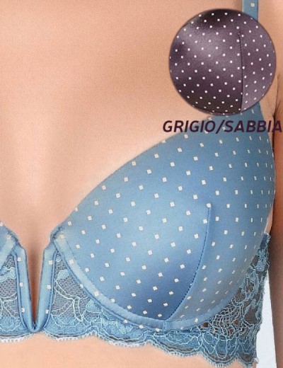 Комплект пуш-ап и бразилиана Lormar ALINE Ali51106 V-bra grigio/sabbia, Цвет: grigio/sabbia, Размеры: 65B, изображение 3