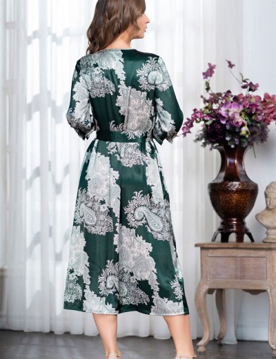 Длинный халат на пуговицах шелк Mia-Amore AGATA 3709, Цвет: зеленый, Размеры: 3XL, изображение 2