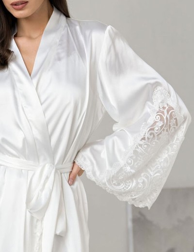 Короткий халат из шелка Mia-Amore MARJORY 3963 белый, Цвет: белый, Размеры: 2XL/3XL, изображение 4