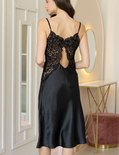 Шелковая сорочка с кружевом Mia-Amore MARJORY 3965 черный, Цвет: черный, Размеры: S, изображение 2