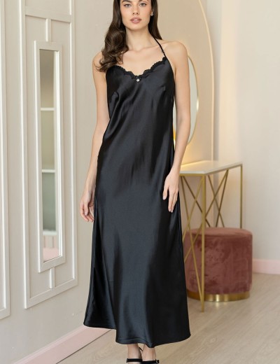 Длинная шелковая сорочка Mia-Amore MARJORY 3968 черный, Цвет: черный, Размеры: 3XL, изображение 2