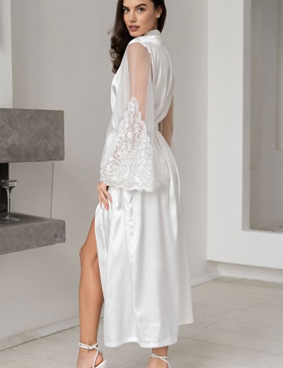 Натуральный шелковый халат Mia-Amore MARJORY 3969 белый, Цвет: белый, Размеры: 2XL, изображение 2