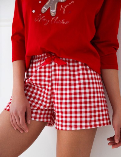 Женская пижама с шортами Sensis HAZEL, Цвет: красный, Размеры: XL, изображение 3